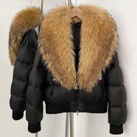 Nouvelle doudoune courte en duvet de canard blanc pour femme, avec col en vraie fourrure de renard naturelle, épaisse et chaude, collection hiver 2025