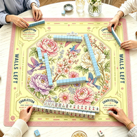 Tapis de Mahjong de Luxe Moderne Personnalisé, Imperméable, Antidérapant, en Caoutchouc, Design Chinoiserie Élégant, Vente Directe Usine