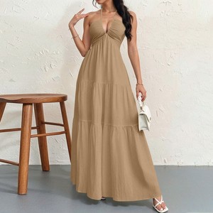 Abito Estivo da Donna PASUXI 2026 Sexy Monocolore con <span class=keywords><strong>Scollo</strong></span> a V, <span class=keywords><strong>Halter</strong></span>, Cintura e Orlo a Balze, <span class=keywords><strong>Vestito</strong></span> a Trapezio per Donna - Product Image 5