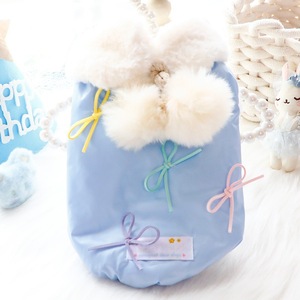 Abrigo Acolchado de Algodón para Mascotas, Color Azul y Rosa, Ropa de Invierno Cálida para Cachorros, Talla Pequeña con Decoración de Lazo - Product Image 3
