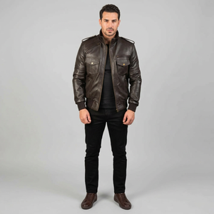 Heavyweight 320g Comfortable Vintage Style <b>Men's</b> Biker <b>Leather</b> <b>Jacket</b> Eco Friendly Breathable Fast Delivery Street Wear - Product Image 1