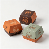 Boîte à burger biodégradable en carton blanc avec logo personnalisé, vente en gros d'usine, conteneur jetable à clapet pour repas à emporter