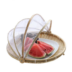 Bamboo Winnowing Basket Net Cover-Foldable Eco-Friendly Multifunction <b>Storage</b> Basket - Product Image 1