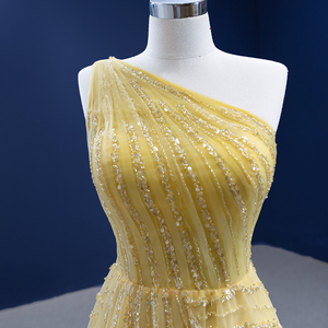 Rsm67535 2022 Vestido de Noche Sexy con Lentejuelas y Encaje Amarillo, Diseño de Última Moda con un Hombro Descubierto - Product Image 5