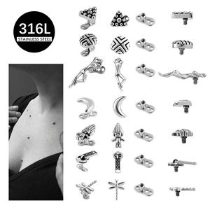 Новые товары, титановый дермальный пирсинг, 4 мм с внутренней резьбой, плоский диск, звезда, дермальный якорь, пирсинг, украшения для тела - Product Image 3