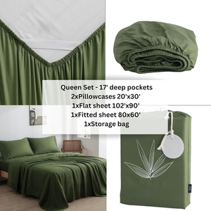 Set <span class=keywords><strong>di</strong></span> Lenzuola e Copricuscino in Fibra <span class=keywords><strong>di</strong></span> Bambù Tinta Unita Traspirante Satinato Stile Nord Europa 4 Pezzi Personalizzabile - Product Image 3