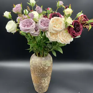 QSLH-S0622 Ins Populaire Wedding Decor Kunstmatige Kool Rozen Zijde Witte Austin Rose Voor Thuis Bruiloft Decoratie