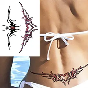 Female Sexy Belly Button Tattoos Stickers Temporary Fun Waist Cover Scar Female Tattoo Waterproof for Female Women and Girls