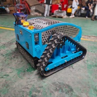 Mesin Pemotong Rumput Mini Robot Crawler Bensin Silinder Tunggal Tanpa Kabel, Kontrol Jarak Jauh, untuk Industri dan DIY, Laris Terjual
