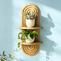 Décoration murale, étagère murale pour plantes marron, décoration moderne du milieu du siècle, étagère suspendue pour plantes, étagères flottantes en bois pour la maison