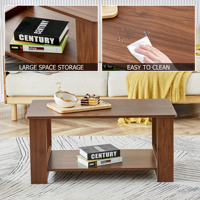 Table basse Aibike moderne vintage rustique marron, durable, écologique, en bois, avec panneau de rangement à plusieurs niveaux, pour salon, plateau en MDF 1