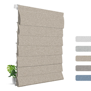 Persianas romanas opacas inalámbricas <span class=keywords><strong>de</strong></span> estilo europeo, persianas <span class=keywords><strong>de</strong></span> <span class=keywords><strong>oficina</strong></span> personalizadas con aislamiento térmico, instalación integrada sin taladro para privacidad - Product Image 1