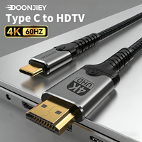 Câble adaptateur tressé haute vitesse Type-C vers HDTV 4K/8K 60Hz pour ordinateur portable, moniteur, téléviseur, projecteur et caméra