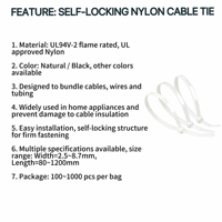 Attaches-câbles en nylon OUORO avec étiquette, auto-bloquants, certifiés ROHS, protection incendie de grade 94-V2