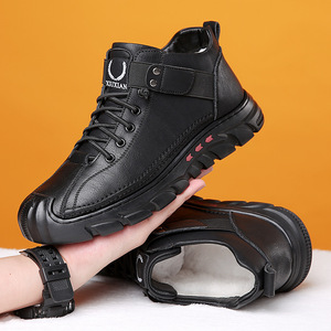 รองเท้าบูทหนังสำหรับผู้ชายสำหรับฤดูหนาวบุขนแกะอุ่นสบายแบบหุ้มข้อสูงพื้นหนารองเท้าสำหรับกิจกรรมกลางแจ้งไซส์ 40 41 42 43 44 45 - Product Image 2