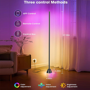 Lámpara de Pie de Esquina RGB, Moderna e Inteligente, Luz LED Ambiental, Negro Brillante - Product Image 5