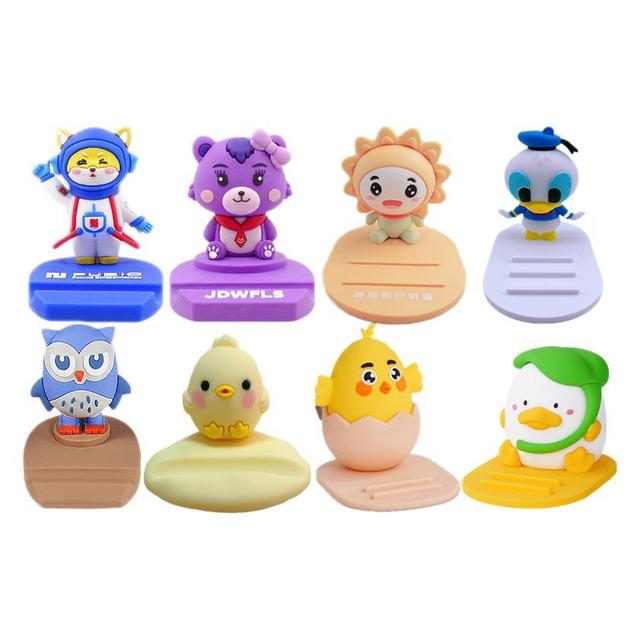 Hot Selling Customized Desgin 3D Mobile Phone Holder Cute Cartoon PVC Rubber Phone Stand Base Smartphone Dock for Desk Car Bed