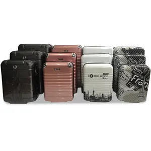 새로운 트렌드 ABS + PVC 소재 내구성 여행 가방 반제품 12 pcs 인쇄 스타일 수하물 세트 하드 쉘 독특한 여행 가방