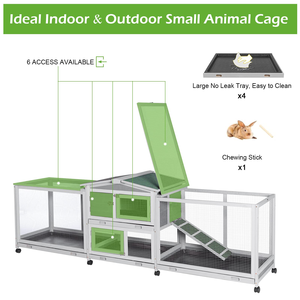 Huche de lapin <span class=keywords><strong>deux</strong></span> étages Cage de lapin extérieur en bois petit Animal maison en cours d'exécution, avec plateau amovible, rampe antidérapante et zone d'activité - Product Image 4