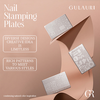 GULAURI Kit professionnel de tamponnage pour ongles en acier inoxydable, avec plaques de tamponnage, pochoirs et gabarits de transfert, choix multiples