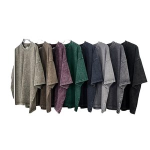 Camiseta de Manga Corta Vintage para Hombre, Talla Grande, 100% Algodón, 230g, Lavada a la Piedra, Lavada al Ácido, Tejida, Lisa, Personalizada OEM - Product Image 1