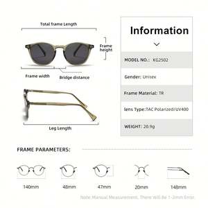 Lunettes de soleil polarisées rondes UV400 de haute qualité avec monture en acétate de propylène, style punk, pour hommes et femmes, avec logo personnalisé 2025 - Product Image 3