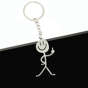 Mignon Simple <span class=keywords><strong>Dessin</strong></span> <span class=keywords><strong>Smiley</strong></span> Visage Couple Amour Petite Personne <span class=keywords><strong>En</strong></span> Forme De Pendentif <span class=keywords><strong>En</strong></span> Acier Inoxydable Allumette Personne Porte-clés Pendentif - Product Image 3