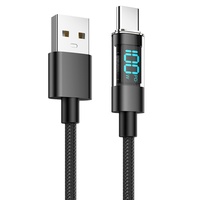 Kabel USB C 100W Tipe C Kabel Pengisian Cepat PD dengan Layar LCD Digital Kabel Pengisian Data USB C ke C