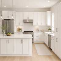 Armoires de cuisine blanches fines de style Shaker OPPEIN en gros, prêtes à assembler, en kit, pour projets d'appartements