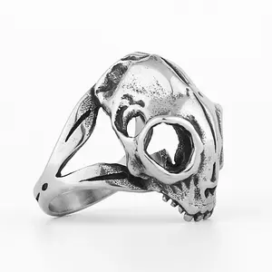 Goedkope Trend Viking Roestvrij Staal Diverse Maat Ring Eenvoud Schedel Hoofd Groot Oog Gat Ring Sieraden Accessoires Ring Alleenstaande Mannen