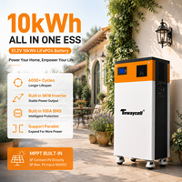 Batterie Lifepo4 Tewaycell 51,2 V 200 Ah 10 kWh, 16S Grade A, nouvelle batterie 3,2 V 200 Ah avec onduleur 5 kW intégré pour système solaire hors réseau