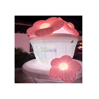 Fleur gonflable géante personnalisée pour publicité extérieure, tasse à thé gonflable lumineuse, statue d'art gonflable LED pour la décoration de parcs à thème