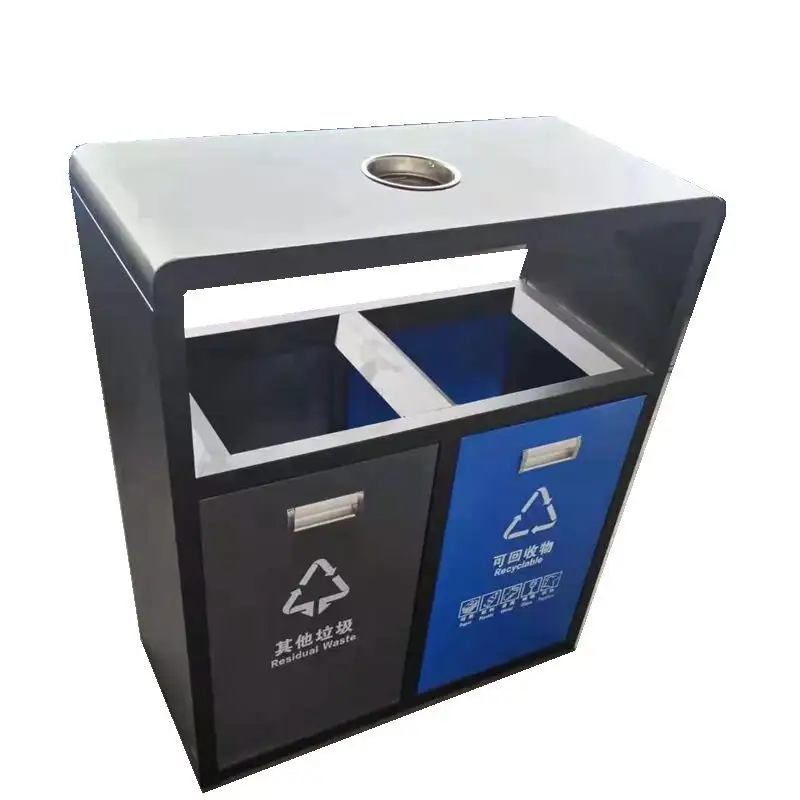 Caja de recolección de basura de acero inoxidable, 1,0mm de espesor, 201, reciclaje con Cenicero