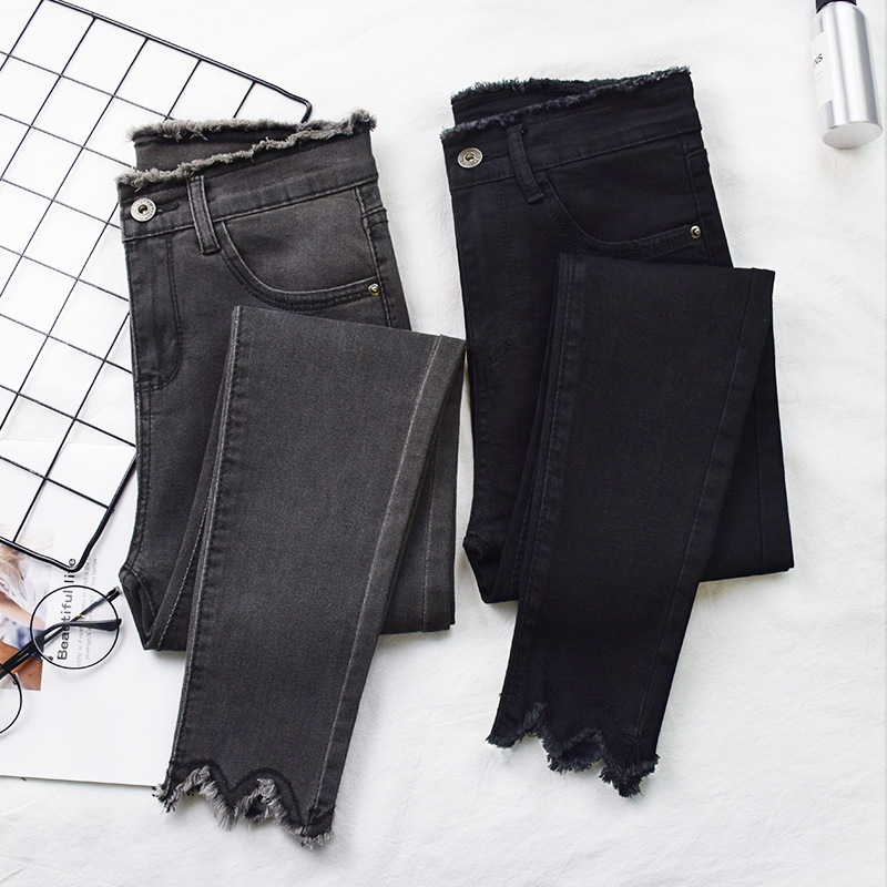 Spring and autumn new high waist jeans women's ninth denim pencil pants elastic pencil jeans