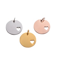 Creative amour creux en acier inoxydable étiquette ronde couleur or argent gravé anti-perte carte d'identité pour animaux de compagnie porte-clés pendentif