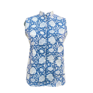 Veste matelassée vintage élégante pour homme en coton indien, imprimée à la main, réversible - Product Image 1