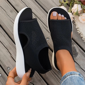 <span class=keywords><strong>Sandalias</strong></span> Casuales de Plataforma con Punta Abierta para <span class=keywords><strong>Mujer</strong></span>, Talla Grande, Transpirables, Suaves, Deportivas, de Tacón Bajo, a la Moda, Impermeables, para Caminar - Product Image 1