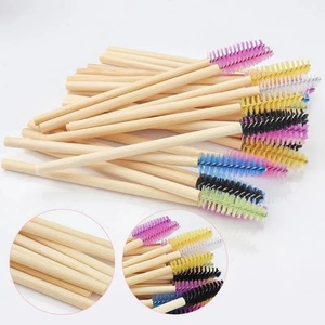 50 brosses à mascara réutilisables en bambou, écologiques, portables, applicateurs de nettoyage pour cils, avec sac de rangement - Product Image 5