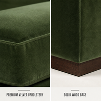 Fauteuil en velours vert armée, chaise d'appoint avec base en bois massif pour salon, OEM ODM personnalisé