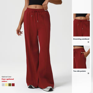 XW-sm2549-1 fascia elastica a <span class=keywords><strong>vita</strong></span> alta per sport all'aria aperta <span class=keywords><strong>pantaloni</strong></span> larghi Casual Casual a gamba larga da donna - Product Image 4