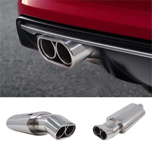 2.5 Inch Inlet Car Exhaust <strong>Muffler</strong> Pipe TailPipe Car Modified Double Outlet Turbo <strong>Sound</strong> Boost <strong>Mufflers</strong> <strong>Tips</strong> - Product Image 1