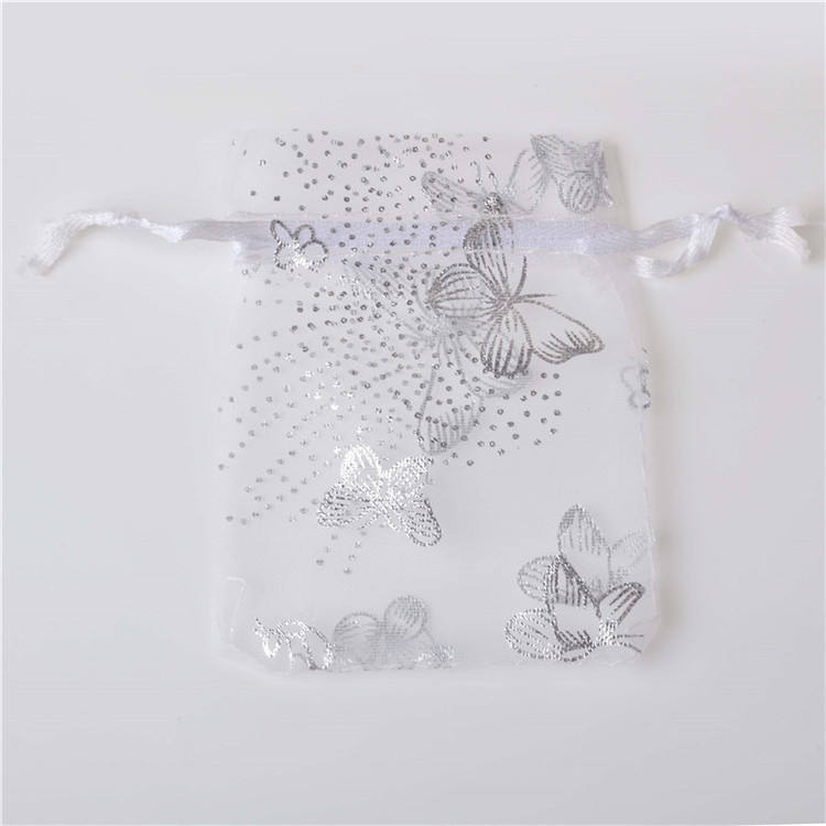 ถุงผ้ากอซผีเสื้อสีเงินสีขาว (ถุงผ้ากอซ)