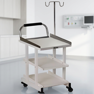 Chariot médical durable pour appareil ECG avec barre IV, mobilier hospitalier à 4 roues, facile à nettoyer, capacité de charge de 40 lb pour hôpital et clinique - Product Image 1