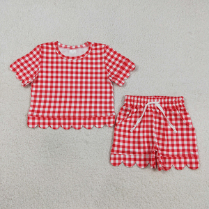 Conjuntos de Ropa a Cuadros para Niñas de Trendyism Boutique, Conjuntos de Verano de Algodón Suave con Volantes, Ropa de Moda Infantil al por Mayor de Fábrica - Product Image 5