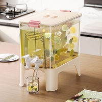 Seau de stockage de boissons domestique transparent à double compartiment, grande capacité 6,5 L, design moderne en PP, avec double robinet