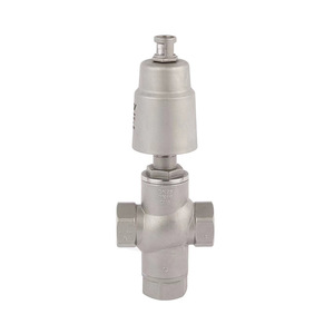 Vanne pneumatique à siège incliné en acier inoxydable à trois voies, filetage 1/2 pouce, pour applications vapeur haute température - Product Image 1