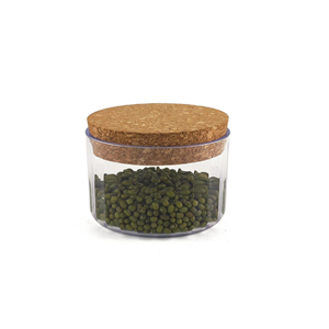 Tarro pequeño de almacenamiento de plástico transparente de 200ml de estilo moderno con tapa de corcho, sello de comida de forma redonda, organizador de cereales gruesos, olla apilable - Product Image 1