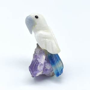 หินอาเกตสีน้ำเงิน/แคลไซต์สีขาว/อาเกตสีน้ำเงิน/แกะสลักนกแก้วอะเมทิสต์ - Product Image 1