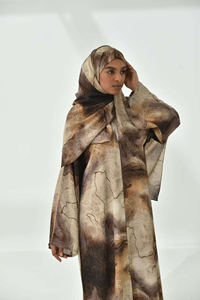 2026 New <strong>Abaya</strong> Summer Collection Muslim Women Marble Print <strong>Open</strong> <strong>Abaya</strong> Dress With Hijab Dubai <strong>Abaya</strong> Wholesale - Product Image 2