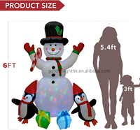 Décoration de Noël extérieure personnalisée, bonhomme de neige et pingouin gonflables de 6 pieds avec boîte cadeau LED, IP44, alimentation DC, étanche, pour fêtes et saison des fêtes